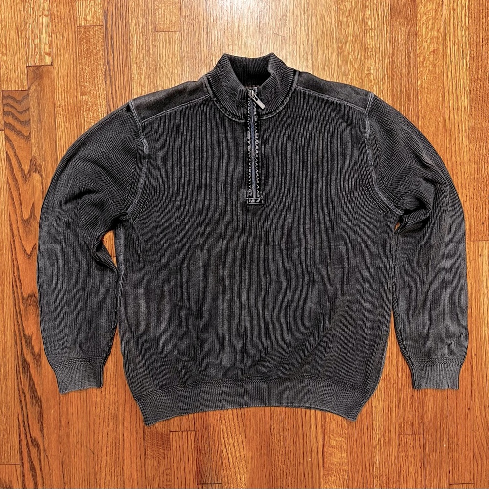 Tommy Bahama Denim Gray 1/4 Quarter Zip Sweater XL